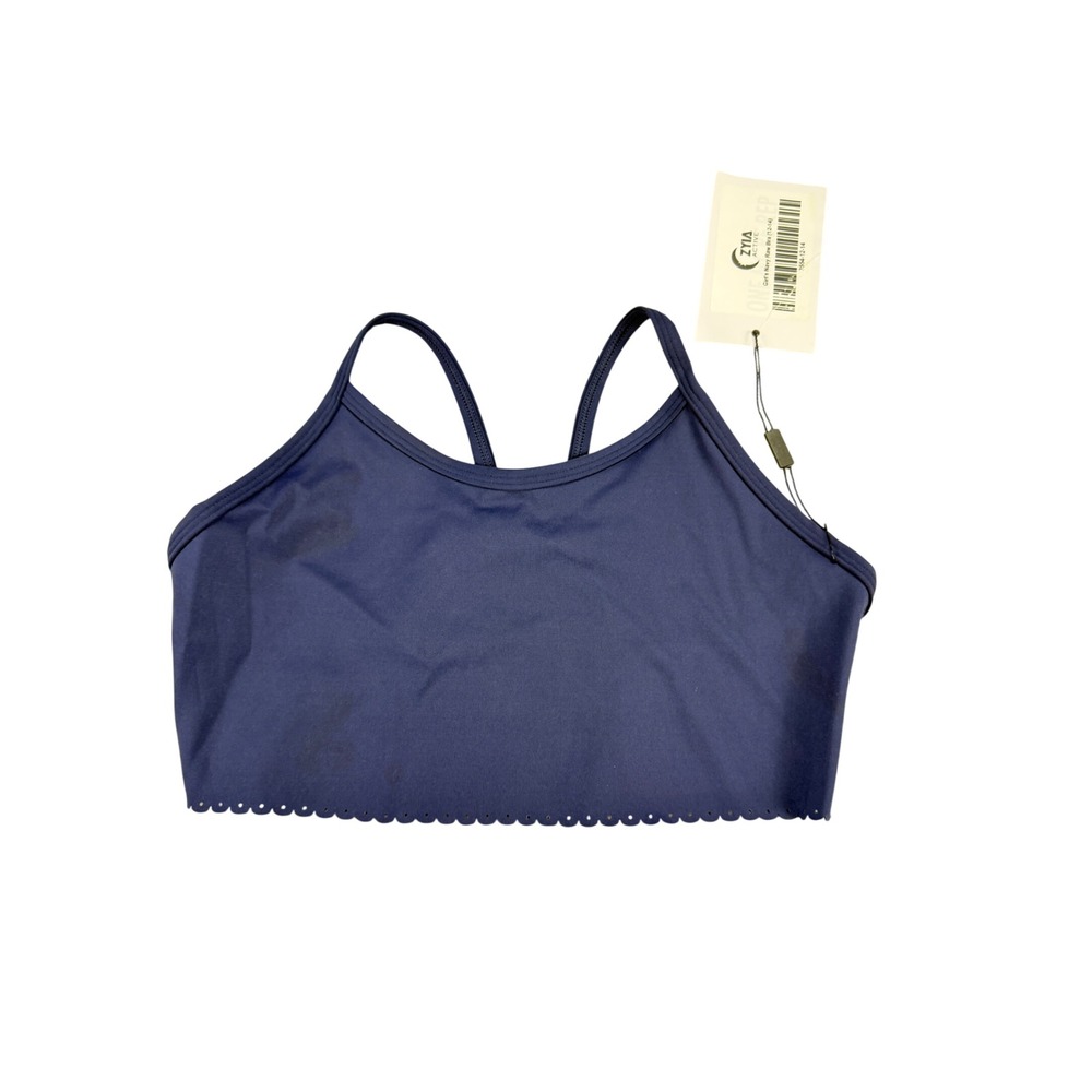 Zyia Active Girls Navy Raw Bra 3554-12-14 Scalloped Strappy Sports Bra Navy Blue